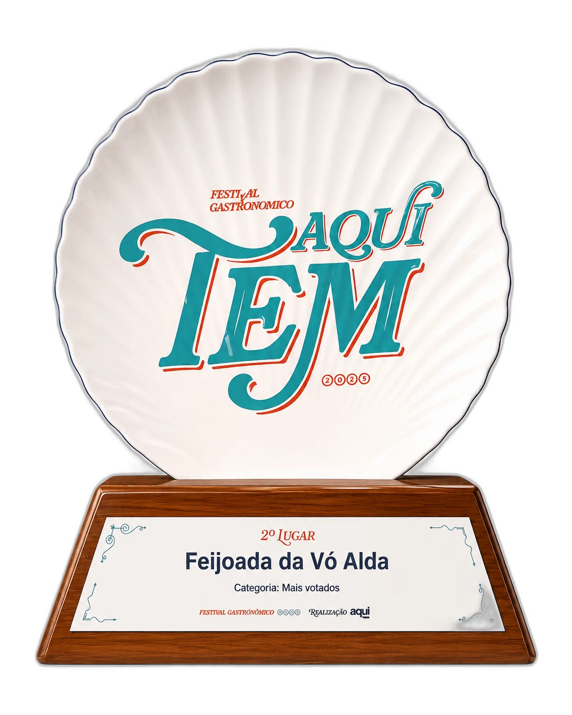 Placa de 2º lugar da Feijoada da Vó Alda na categoria Mais votados